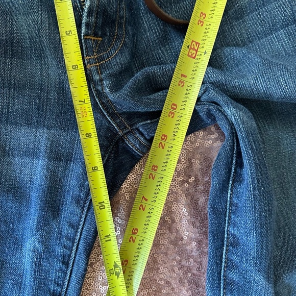 7 For All Mankind Jeans Women 30 Blue Denim Boy Cut Button Fly Bootcut Faded - Picture 5 of 8